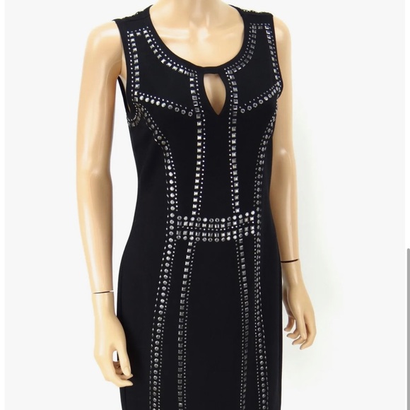 Carmen Marc Valvo Sheath Black Studded Dress - Picture 2 of 6